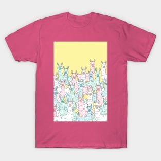 Llama Party - Pastel and Yellow T-Shirt